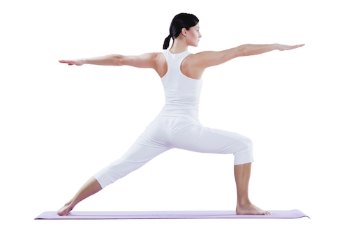 krijgerhouding, yogaoefeningen voor slankere benen