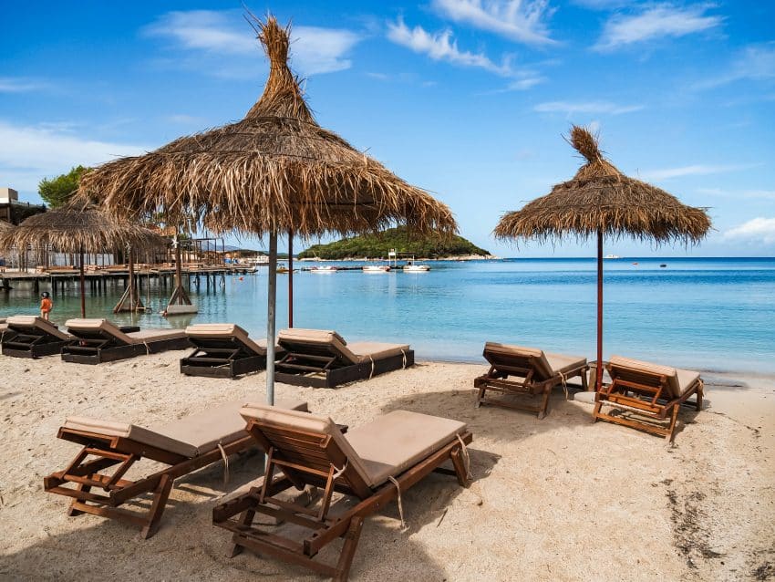 Strand Op Ksamil De Malediven Van Europa
