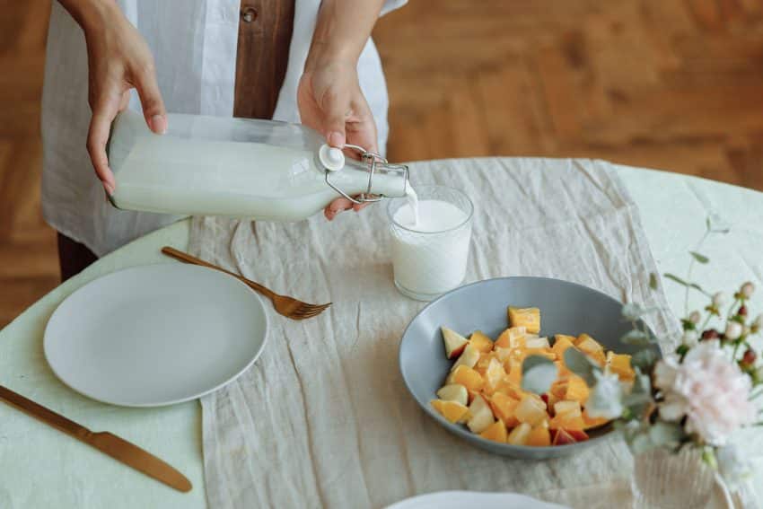 Vrouw Drinkt Koemelk